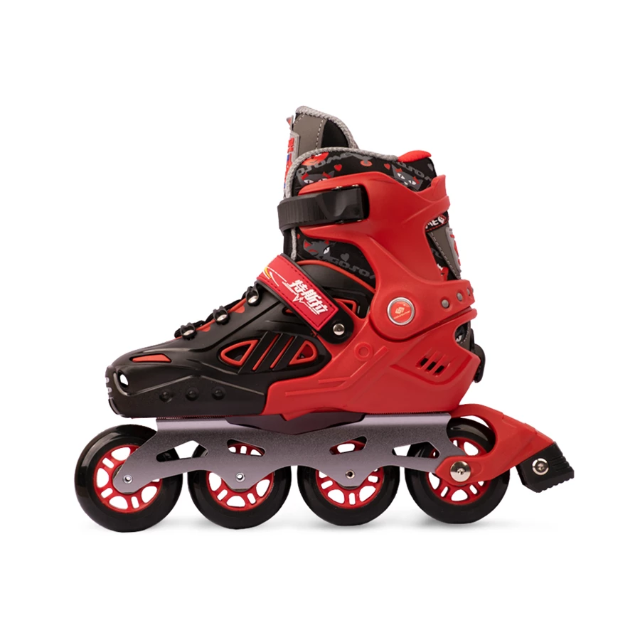 اسکیت کفشی Gosome رنگ قرمز چرخ ژله ای با لوازم ایمنی و تیغه فلزی مدل هارد ABEC-7 کد 201774