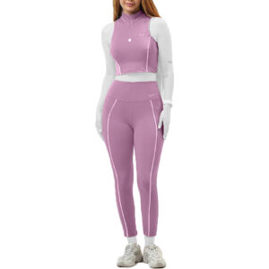 ست لگ و نیم تنه نیم زیپ ورزشی زنانه اسپرت مدل مغزی دوزی کد 202380