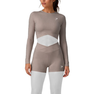 ست نیم تنه آستین بلند و بایکر کمر ضربدری مدل جیمشارک GYMSHARK کد 202507